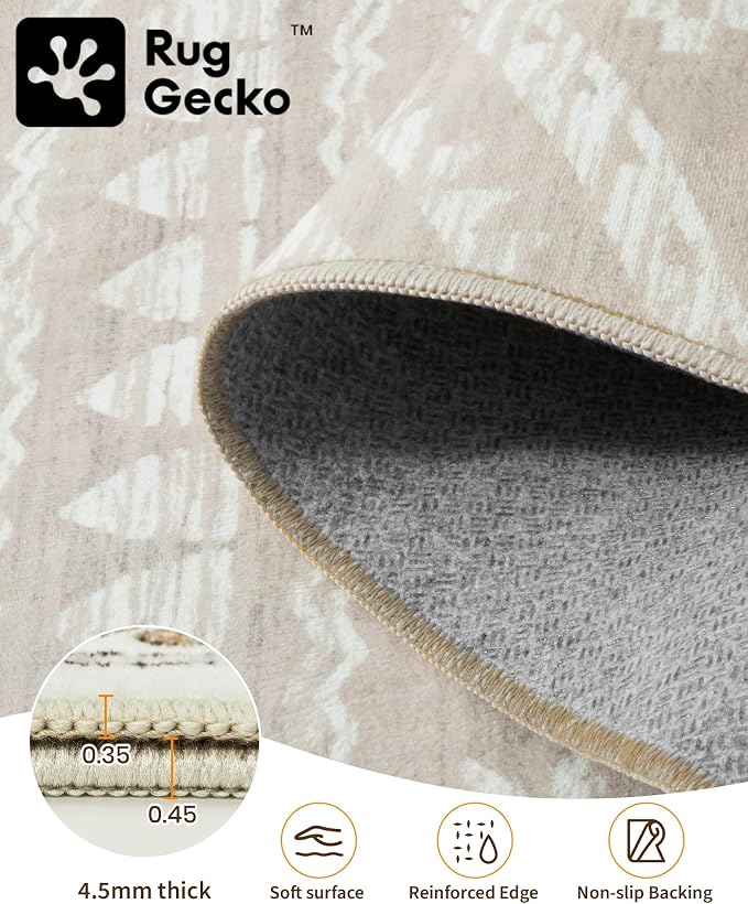 Miukiki 5x7 Area Rug for Living Room Moroccan Washable Rugs Non Slip Indoor - Image 3
