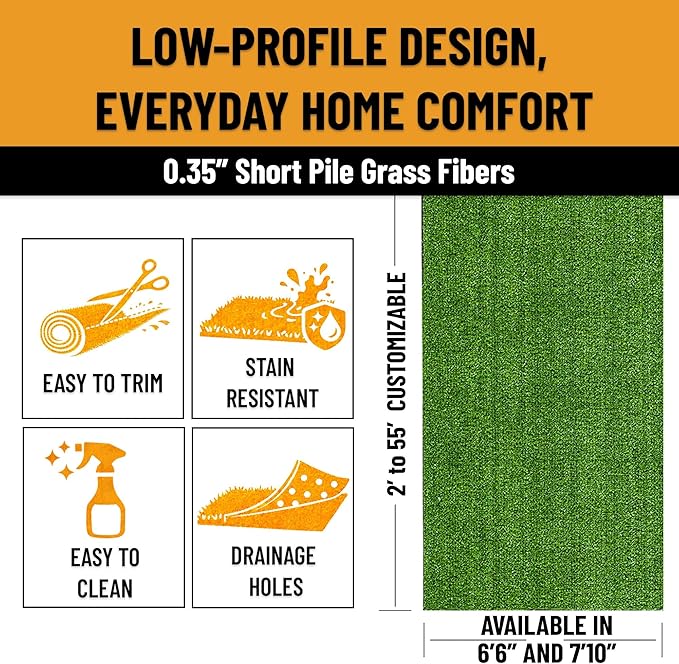 Ottomanson Artificial Turf Lite 94" x 28', Fake Grass Carpet - Image 6