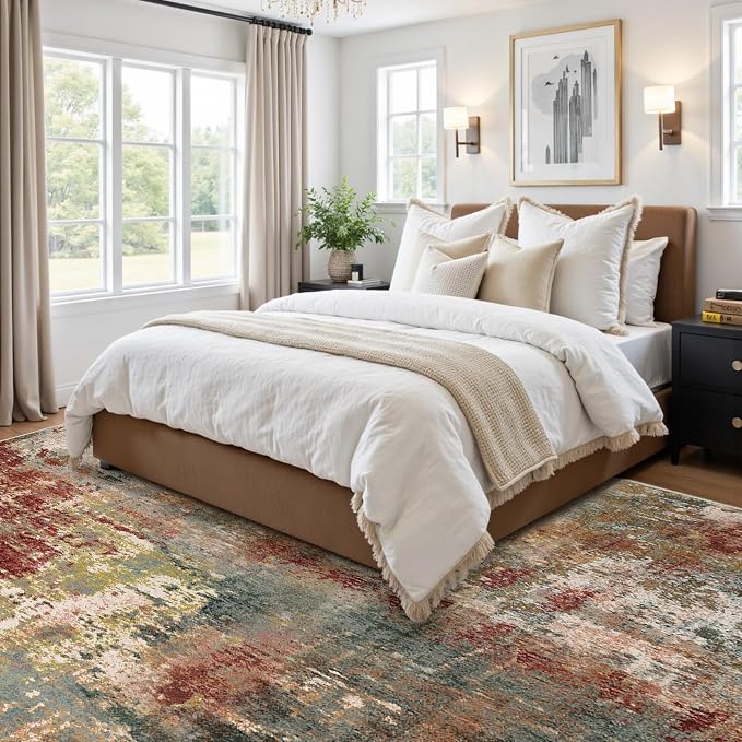 RELEANY Washable Area Rugs 5'x8' Non-Slip Modern Abstract Soft - Image 2