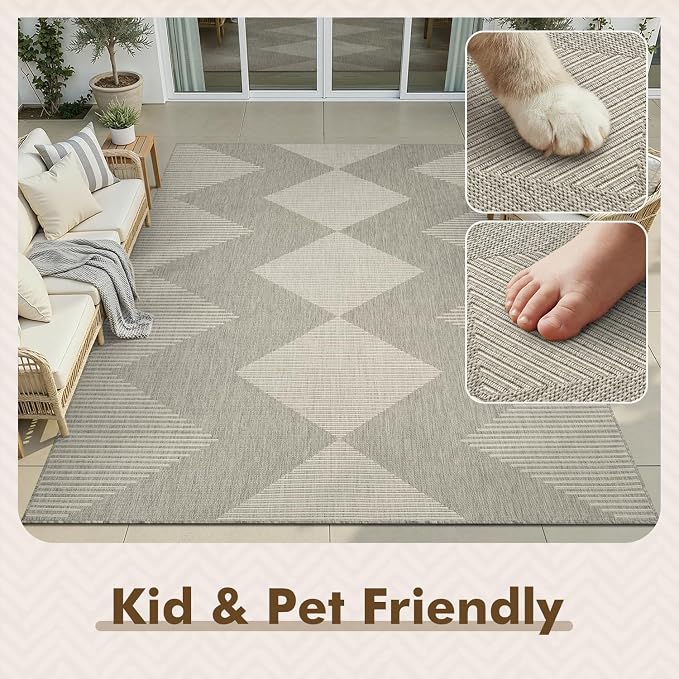 MontVoo-Outdoor Rug Carpet Patio Rug 5x7 ft Polypropylene Indoor Outdoor Rugs - Image 6