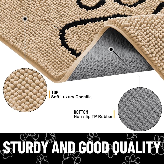 Smiry Dog Door Mat for Muddy Paws, Absorbent Dirt Trapper Non Slip Quick Dry - Image 4