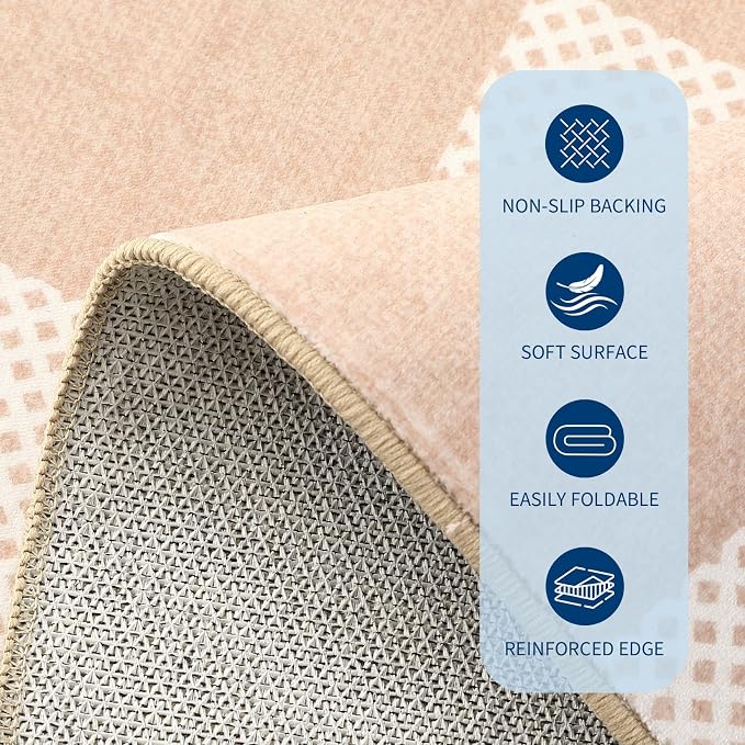 GarveeHome Checkered Blush Beige Neutral 2x6 Washable Kitchen Runner Rug - Image 6