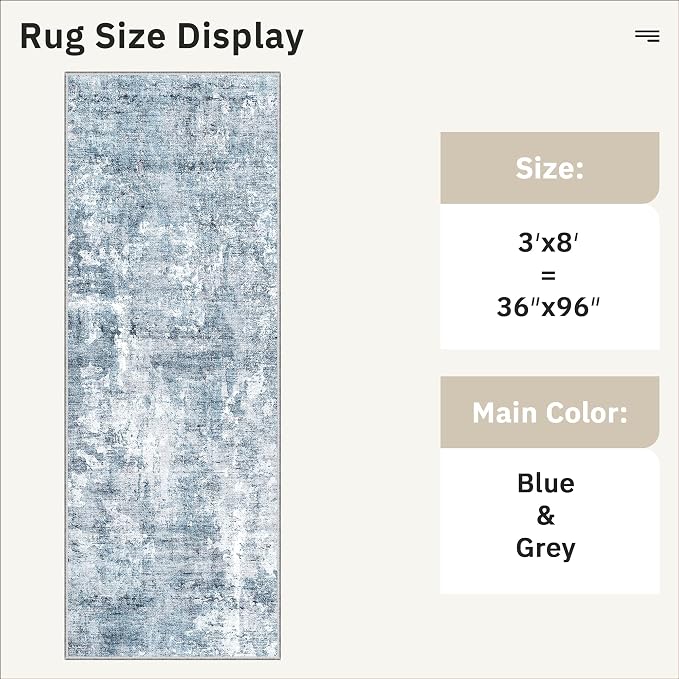 Soalmost Runner Rug 3x8 Washable Non-Slip Hallway Runner Rugs - Image 5