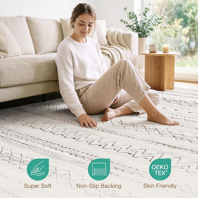 cotiled 8x10 Area Rugs Living Room Rug: Washable Boho Rugs - Image 5