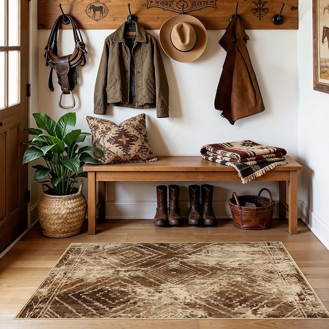 BESTSWEETIE Area Rug 4x6 Rug Machine Washable Non-Slip Low Pile Print Pattern - Image 2