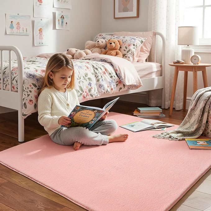 Amearea 4x4 Square Area Rugs for Bedroom Living Room, Modern Pink Thickened - Image 2