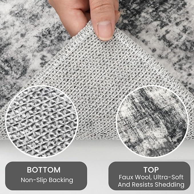 IOHOUZE Abstract Round Area Rug 6 Ft Washable Circle Rugs Large Round Rug Non - Image 5