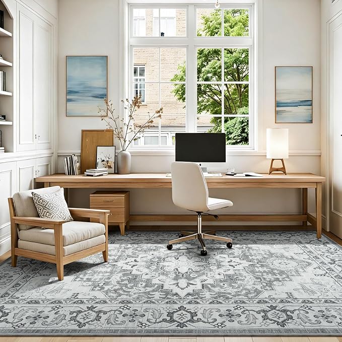 Lessymo Washable Area Rugs 6x9- Boho Area Rug Low Pile - Image 8