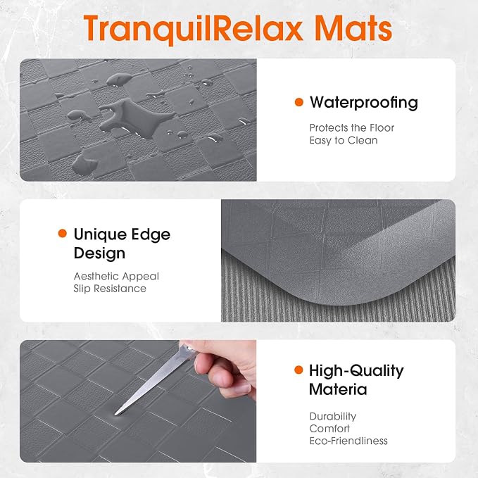 TranquilRelax 4/5 Inch Thick 2-Piece Anti-Fatigue Kitchen Mats, Cushioned - Image 3