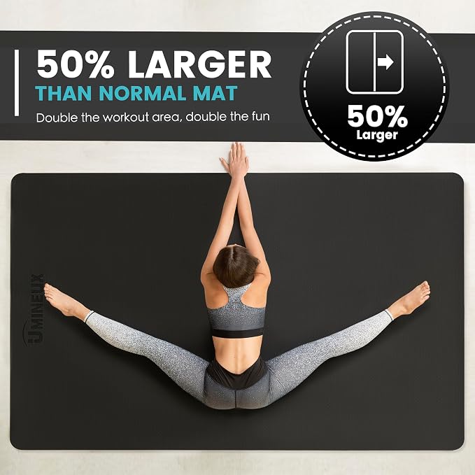 UMINEUX Large Yoga Mat for Men and Women 1/4 & 2/5 Inch Extra Thick TPE Fitness - Image 4