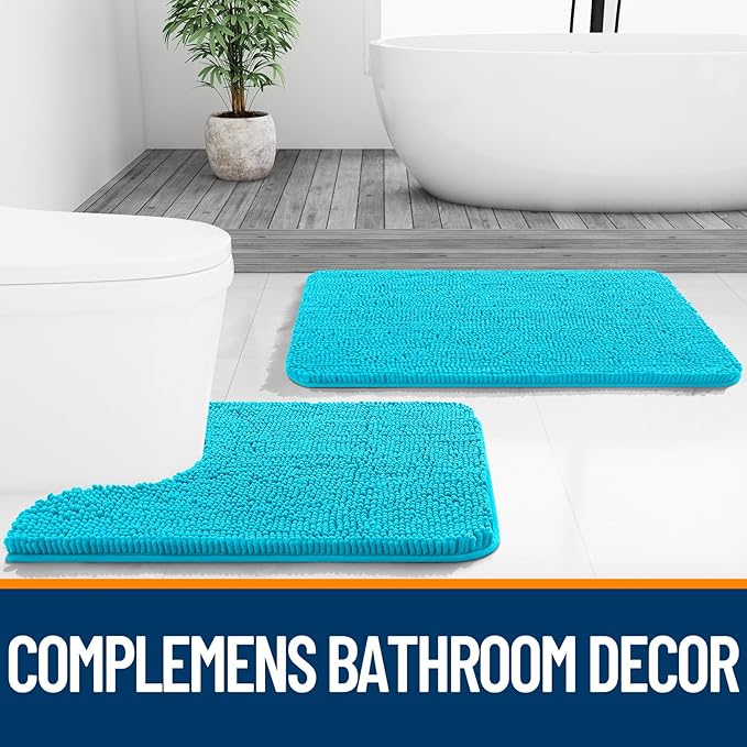 OLANLY Small Bathroom Rugs 24x16, Extra Soft Absorbent Chenille Bath Rugs - Image 7