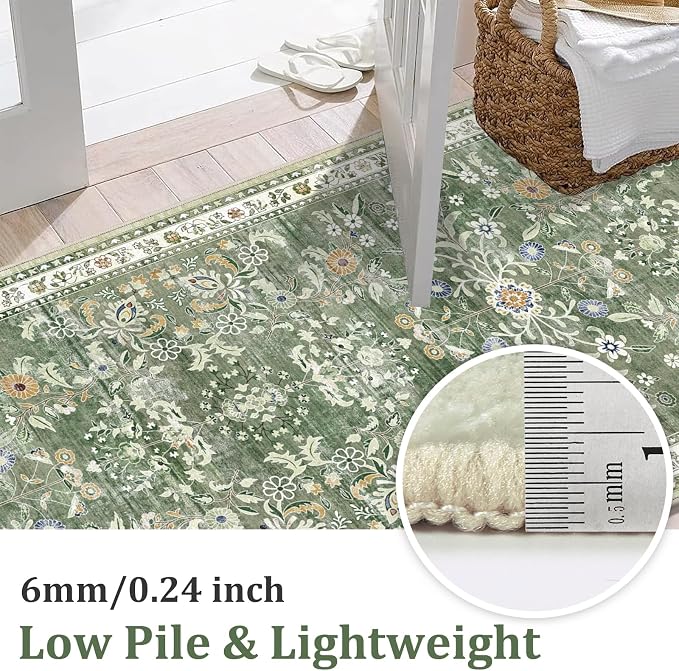 Yamaziot Washable Kitchen Rug Set of 2 – Non Slip Boho Floral Hallway Runner Rug - Image 4