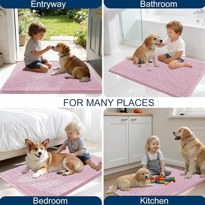 OLANLY Dog Door Mat for Muddy Paws 47x24, Ultra Absorbent Chenille Mud Doormat - Image 8