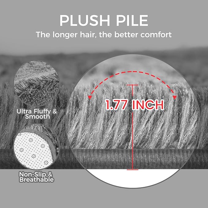 Ultra Soft Rug for Living Room, 6X9 Fluffy Shag Area Rug for Bedroom, Modern - Image 7