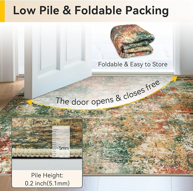RELEANY Washable Area Rugs 9'x12' Non-Slip Modern Abstract Soft - Image 6
