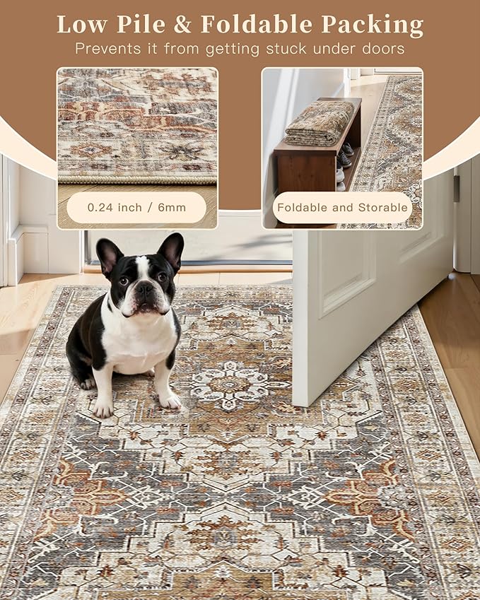 Madane Hallway Runner 3x8, Kitchen Rugs Washable Entryway Rug Vintage Kitchen - Image 7