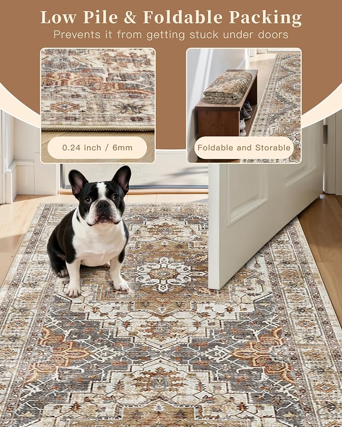 Madane Hallway Runner Rug 2'6''x14', Non Slip Vintage Runners - Image 7