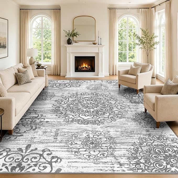 HEBE Area Rugs for Living Room 8'x10', Washable Non Slip Boho Bedroom Rug - Image 5