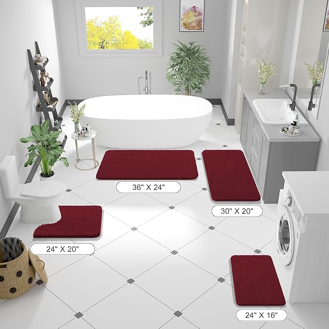 OLANLY Small Bathroom Rugs 24x16, Extra Soft Absorbent Chenille Bath Rugs - Image 8