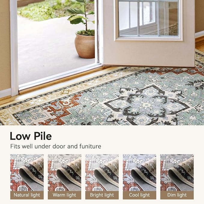 Lofus 6x9 Area Rugs for Living Room, Floral Washable Area Rug for Bedroom - Image 7