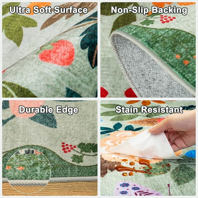 10x14 Area Rugs for Living Room: Floral Washable Rug Vintage Large Soft Boho - Image 6