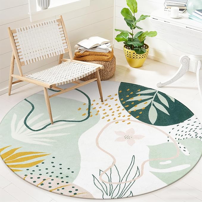 Lahome Boho Round Area Rug - 3Ft Washable Bathroom Rug Non-Slip Small Circle Rug by Lahome