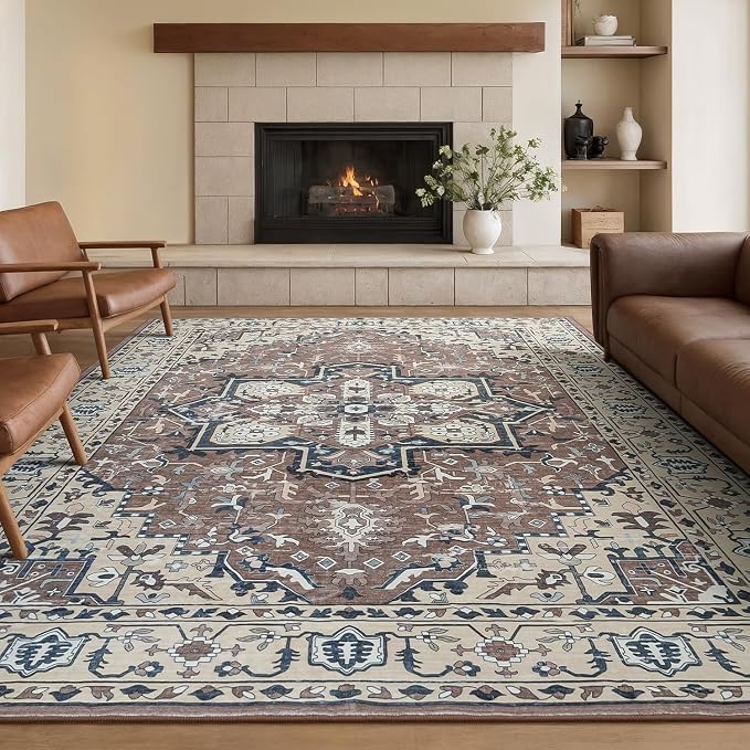 Rugflix 8x10 Area Rugs for Living Room, Washable Rug, Soft Low Pile Carpet by RugflixAreaRugs