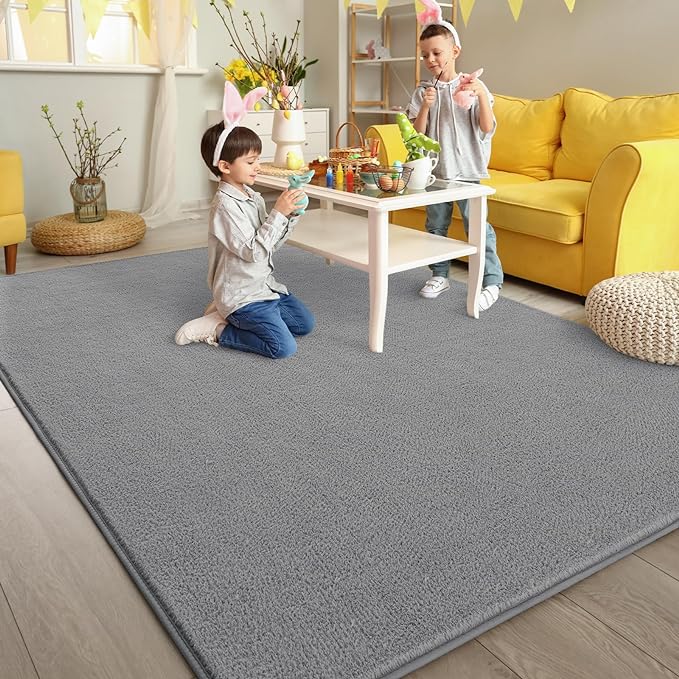 Pettop 4x6 ft Grey Area Rugs for Bedroom Living Room, Washable Memory Foam - Image 5