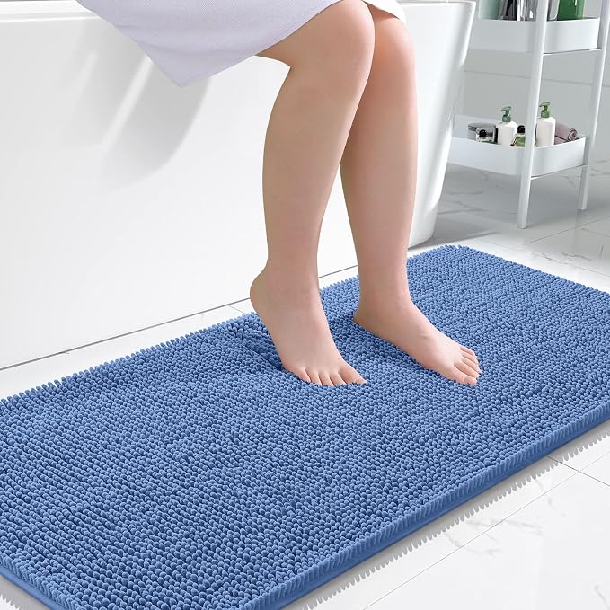 OLANLY Large Bathroom Rugs 45x27, Soft Absorbent Chenille Bath Rugs, Rubber by OLANLY