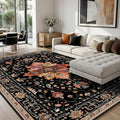 RELEANY Area Rugs 8'x10' Washable Non-Slip, Floral Vintage Distress Medallion by RELEANY
