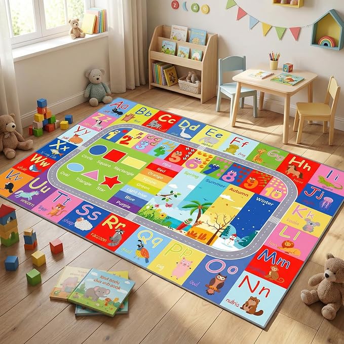ABC Kids Rug, soft low-pile surface, non-slip backing, large size - Image 7