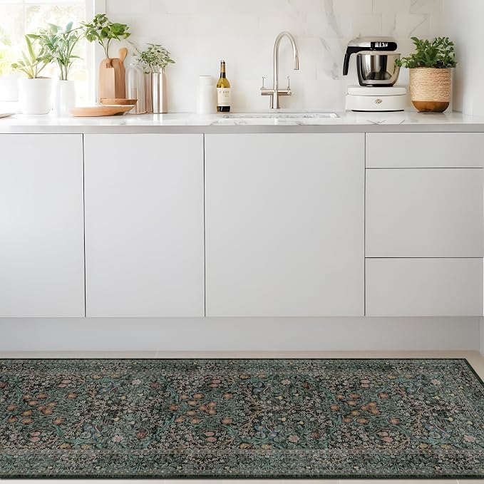 Dark Green 2x7 Long Washable Runner Rug Non Slip, Throw Rugs Runners - Image 8