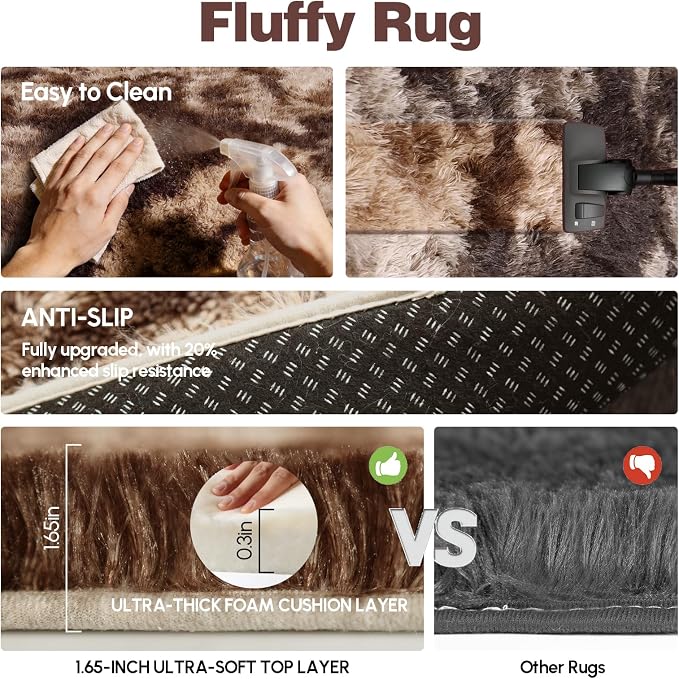 5x7 Plush Fluffy Area Rugs, Large Soft Carpet, Upgraded Non-Slip Rectangular Rug - Image 4