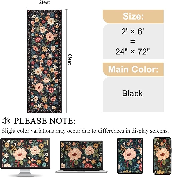 DUKINO 2x6 Runner Rug for Hallway, Washable Kitchen Runner Rug - Image 2