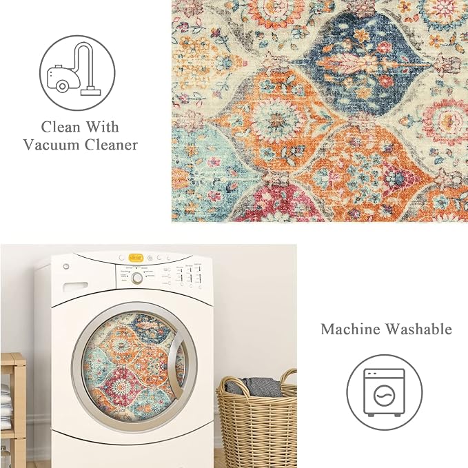 Lahome Moroccan Trellis Hallway Rug, 2x5 Washable Runner Rug Non Slip Kitchen - Image 3
