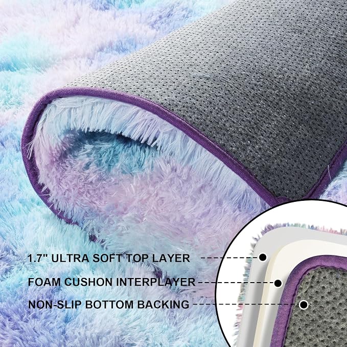 4x6 Rugs for Bedroom, Fluffy Area Rugs for Living Room, Small Fuzzy Shag Soft - Image 3