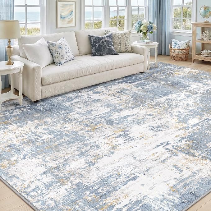 RELEANY Washable Area Rugs 9'x12' Non-Slip Modern Abstract Soft - Image 9