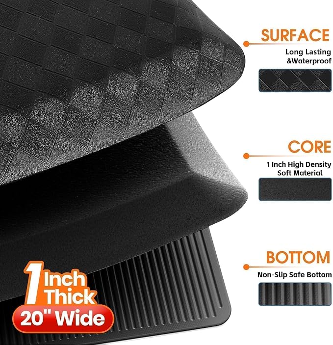 StepRite 1” Thick Kitchen Mats for Floor, Anti Fatigue Kitchen Rugs, Heavy Duty - Image 8