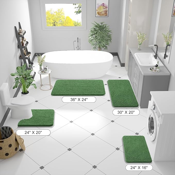 OLANLY Bathroom Runner Rugs 44x24, Soft Absorbent Chenille Bath Rugs, Rubber - Image 2