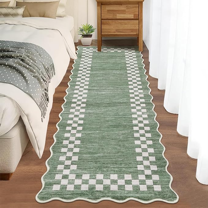Washable Runner Rug 2x10 Modern Bordered Hallway Runner Rug Non Slip Kitchen - Image 2