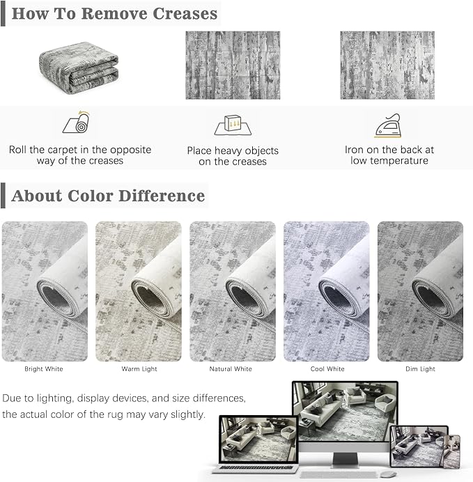 DCX Abstract Area Rug 5x7, Washable Gray Modern Rug - Image 3
