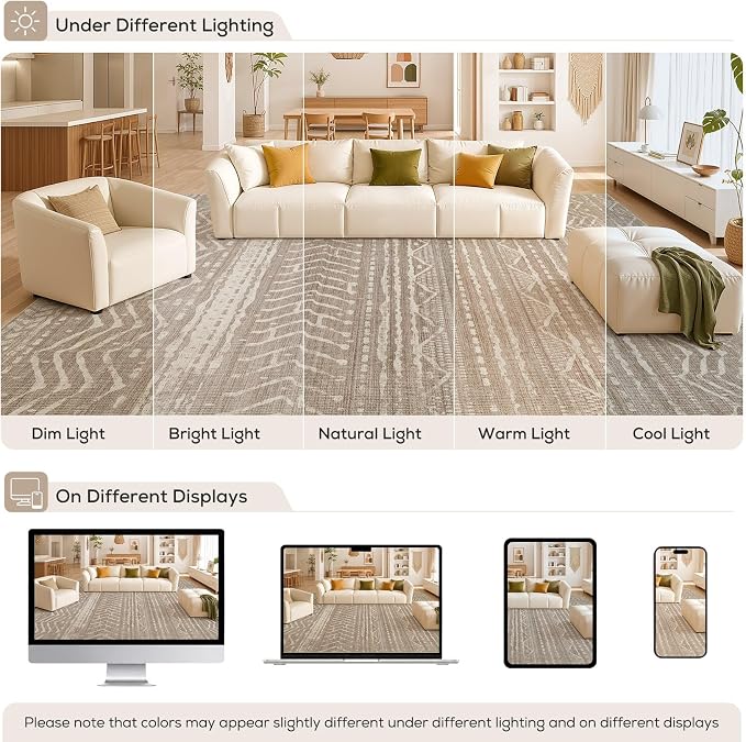 Nakagishi Area Rug Living Room Rugs: 11x15 Large Soft Machine Washable Boho - Image 9