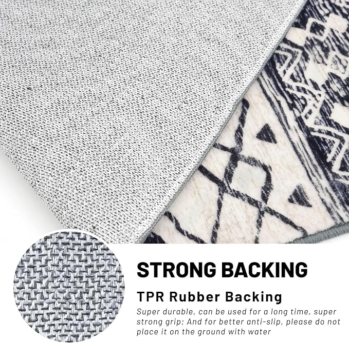 KUTA 4x6 Rug Boho Rugs for Living Room, Moroccan Washable Kitchen Rug Non Slip - Image 7