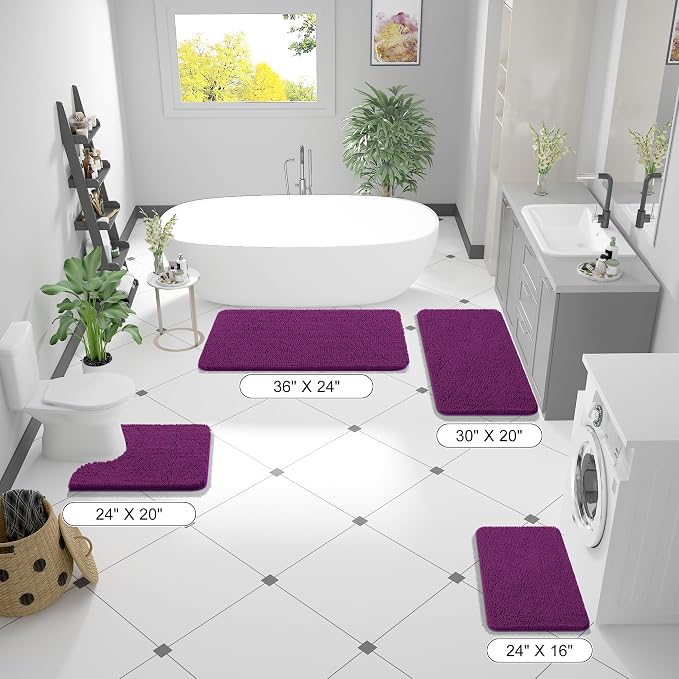 OLANLY Bathroom Runner Rugs 44x24, Extra Soft Absorbent Chenille Bath Rugs - Image 2