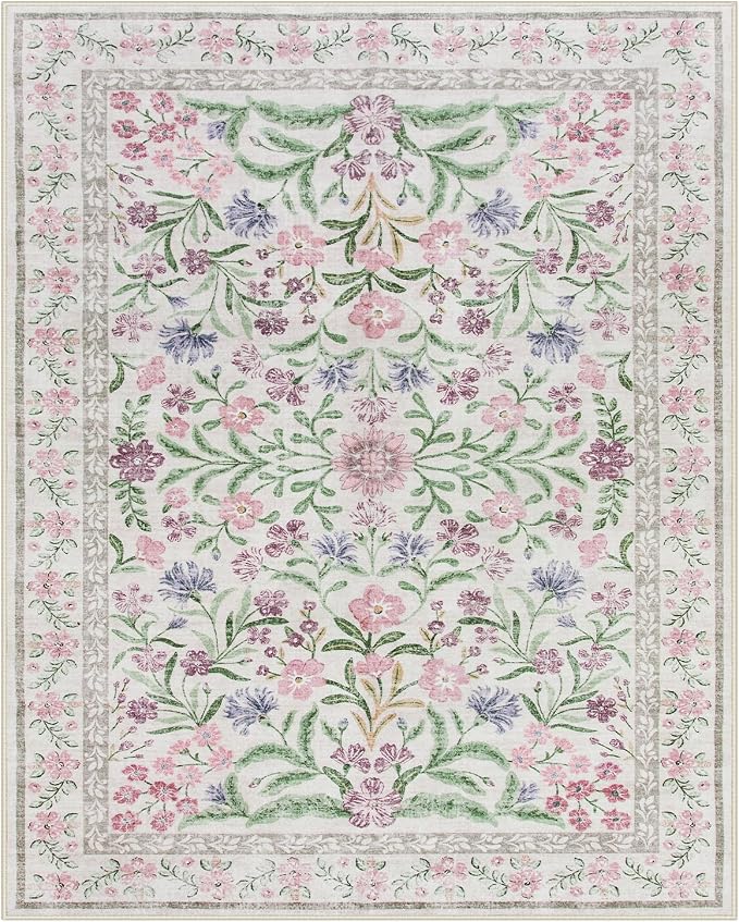 Wonnitar Purple Floral 8x10 Area Rugs, Washable Rug - Image 7
