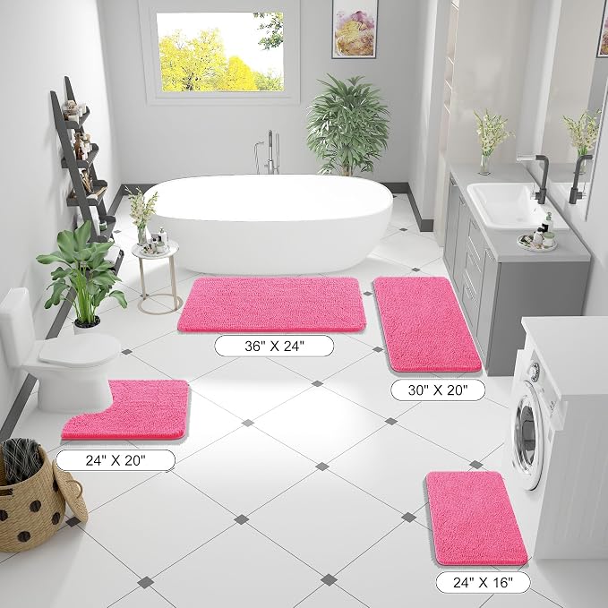 OLANLY Bathroom Runner Rugs 59x24, Soft Absorbent Chenille Bath Rugs, Rubber - Image 2