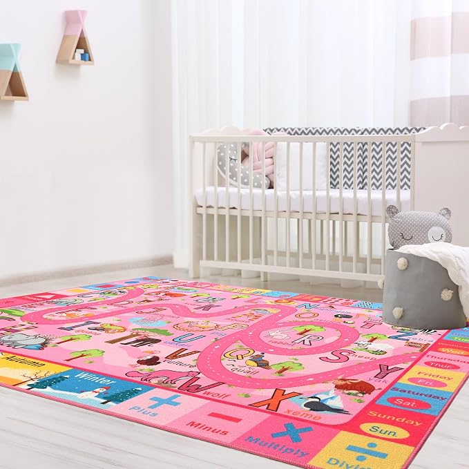 Terrug Kids Rug for Playroom, Educational Classroom Rug for Kids Room, Washable - Image 7