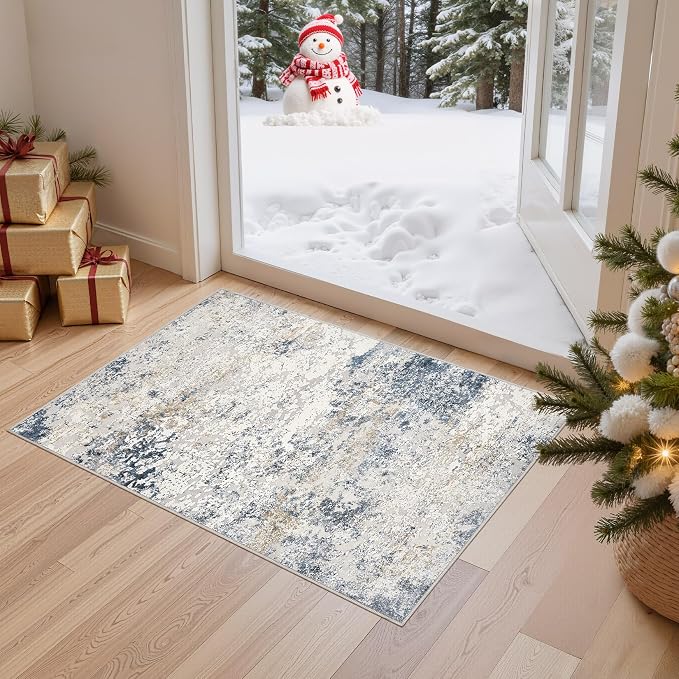 DMOYEST 2x3 Entryway Area Rug: Washable Neutral Modern Abstract Small Rug by DMOYEST