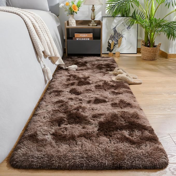 AROGAN Shag Brown Area Rug for Bedroom, 4x6 Feet Washable Non-Slip Modern - Image 7