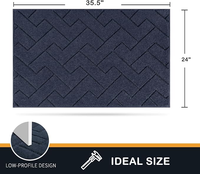 PURRUGS Dirt Trapping Door Mat 24" x 35.5", Non-Slip Machine Washable Entry Rug - Image 2